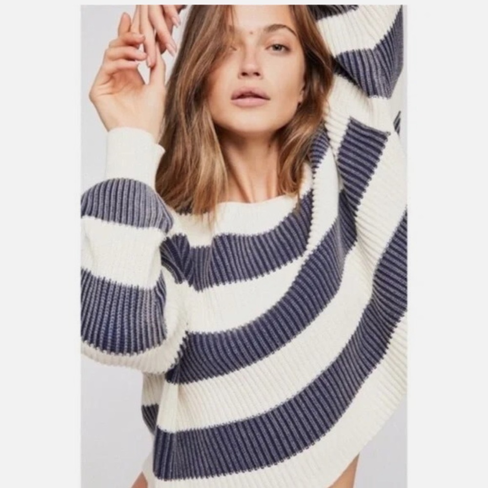 Free People Just My Stripe Cropped sweater